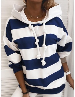 Autumn and winter fashion  striped printed hooded casual sweater