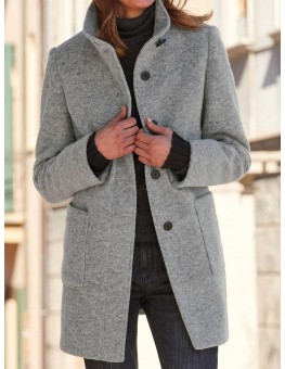 Double-pocket Single-breasted Casual Woolen Coat