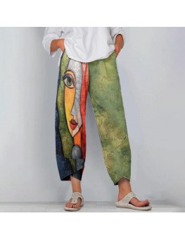Fashion Art Print Stitching Pants