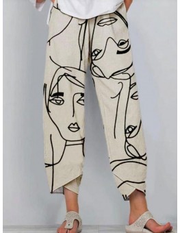 Casual Abstract Printed Loose Trousers